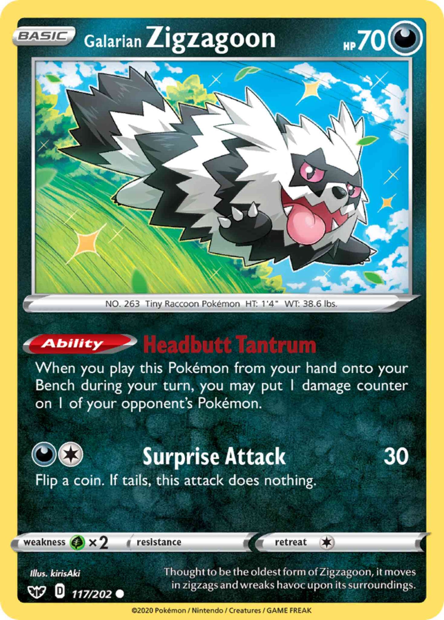 Galarian Zigzagoon - 117/202 - Common [swsh1-117] [Reverse Holo]