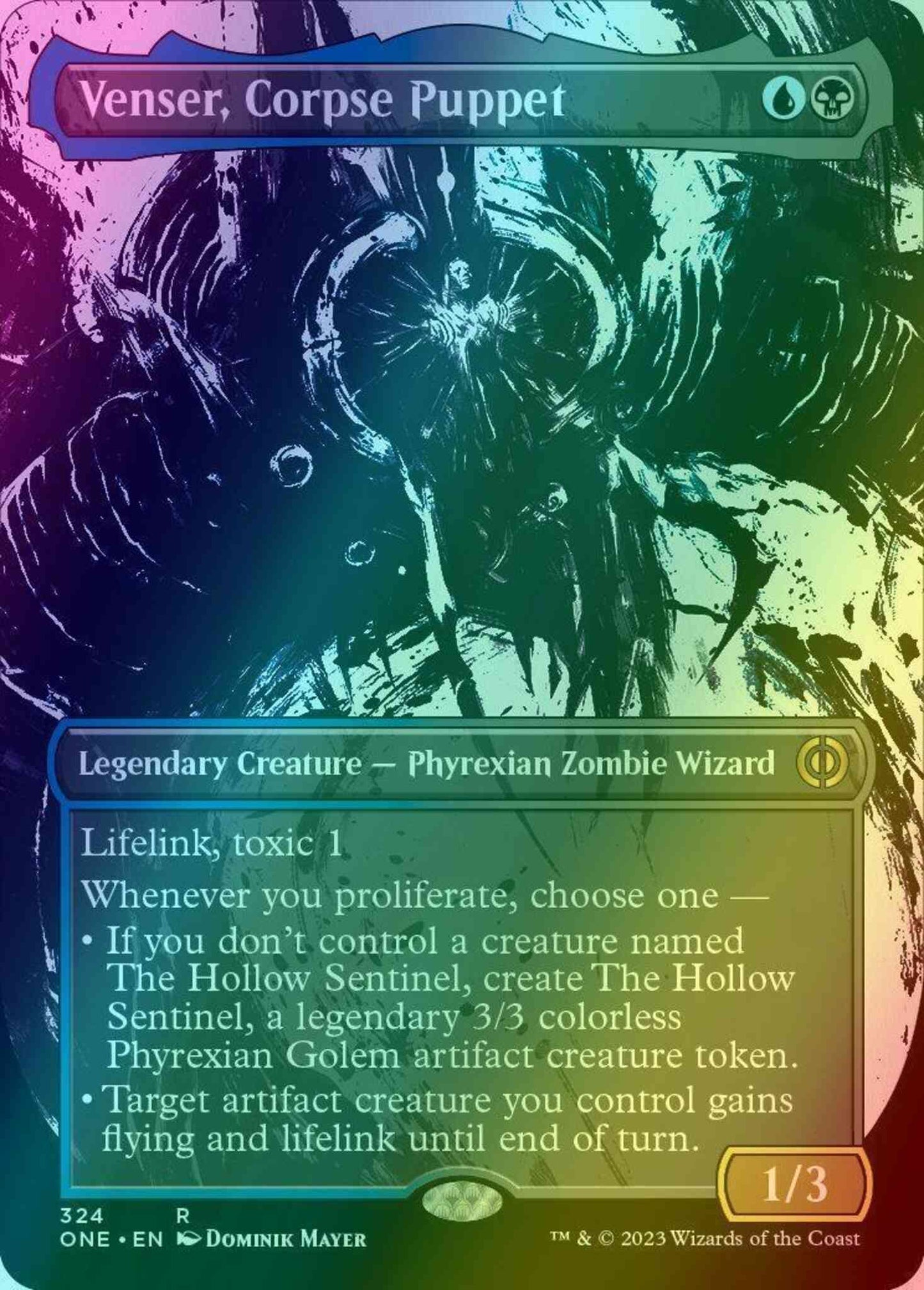 Venser, Corpse Puppet [324] [Borderless] [Ichor] [Phyrexia: All Will Be One] [Foil]