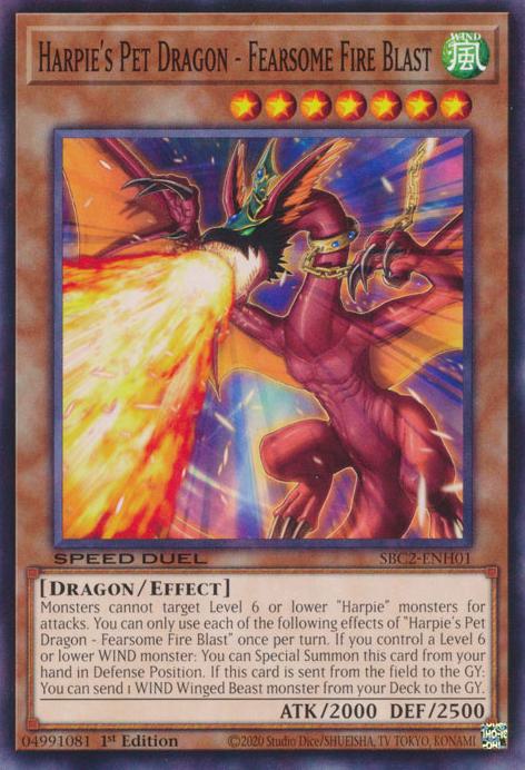 Harpie's Pet Dragon - Fearsome Fire Blast - SBC2-ENH01 - Common - 1st Edition