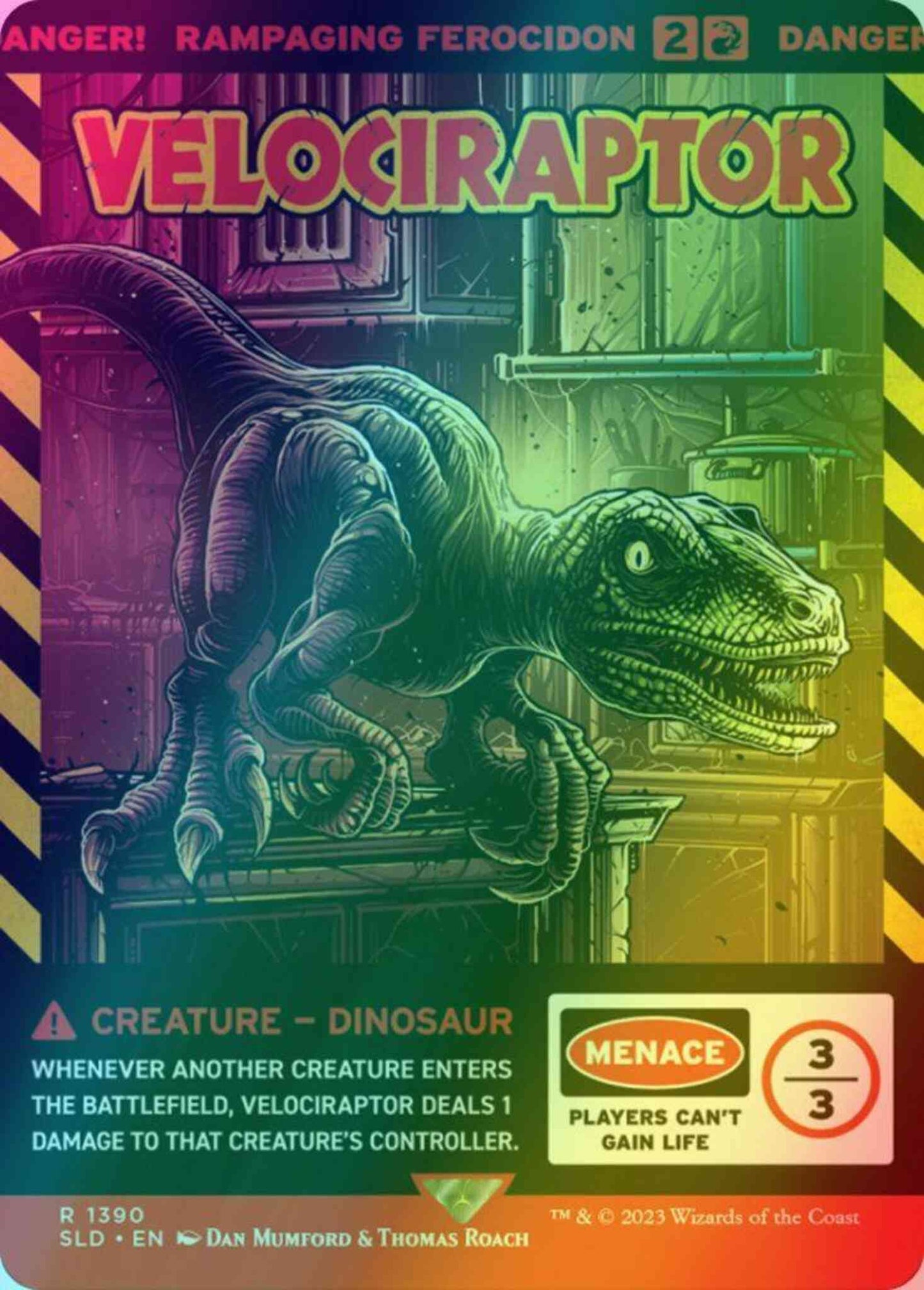 Velociraptor - Rampaging Ferocidon [1390] [Borderless] [Life Breaks Free] [Secret Lair Drop] [Foil]