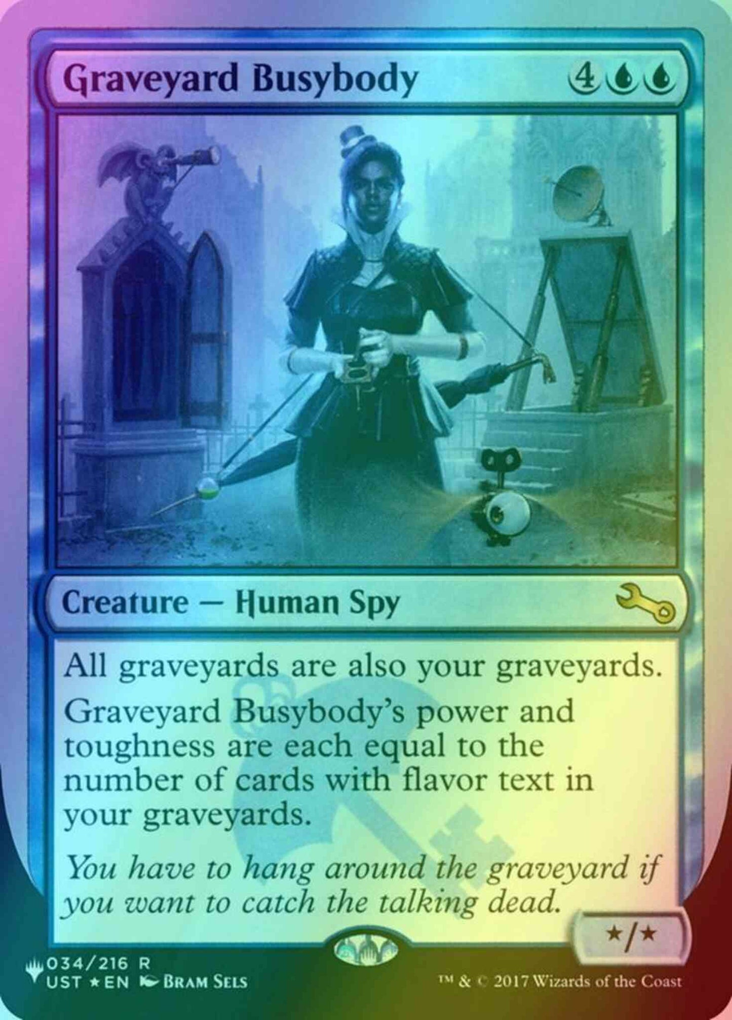 Graveyard Busybody [15] [UST Set Symbol] [The List: Unfinity Foil Edition] [Foil]