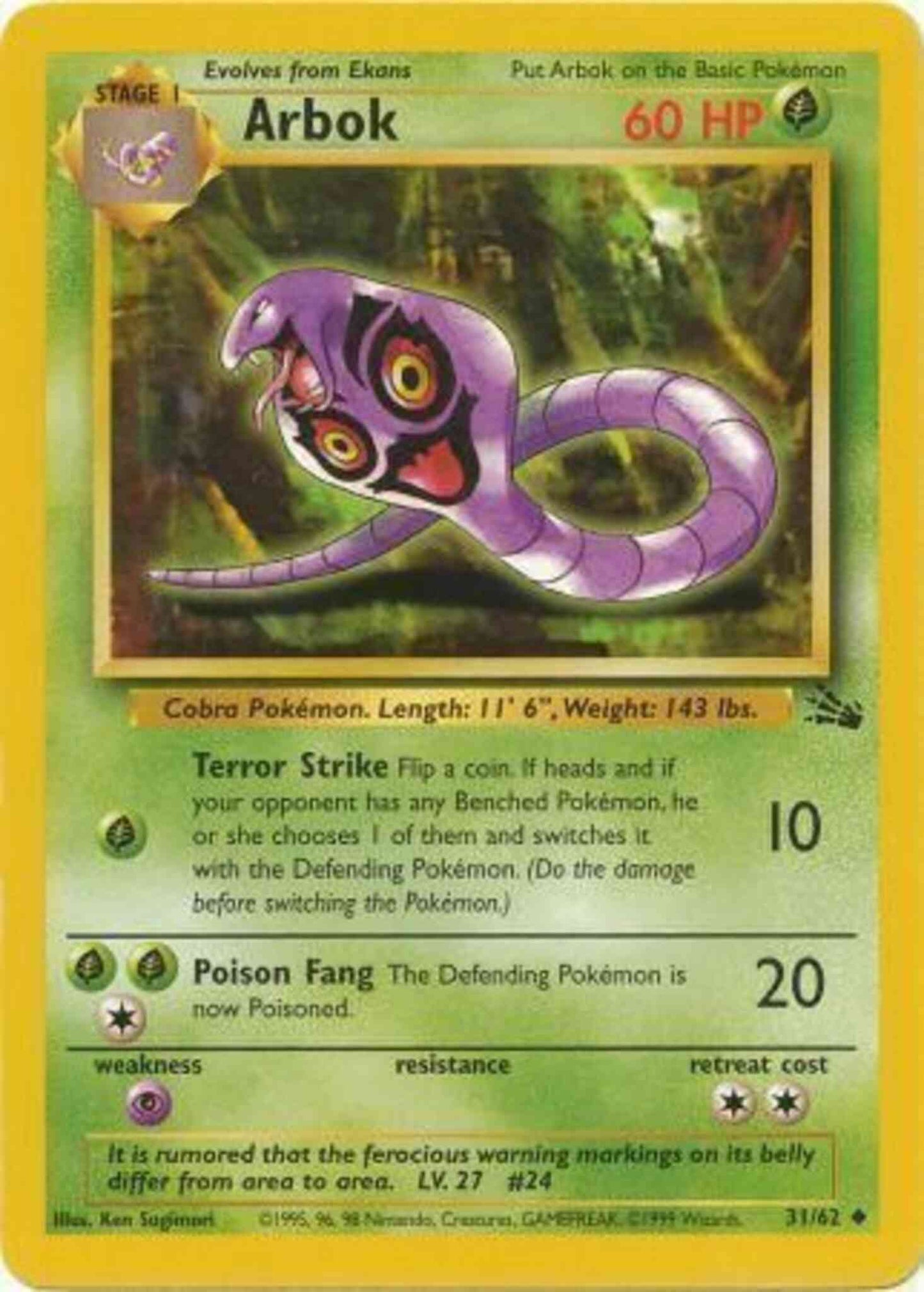 Arbok - 31/62 - Uncommon - Unlimited [base3U-31] [Non-Holo]