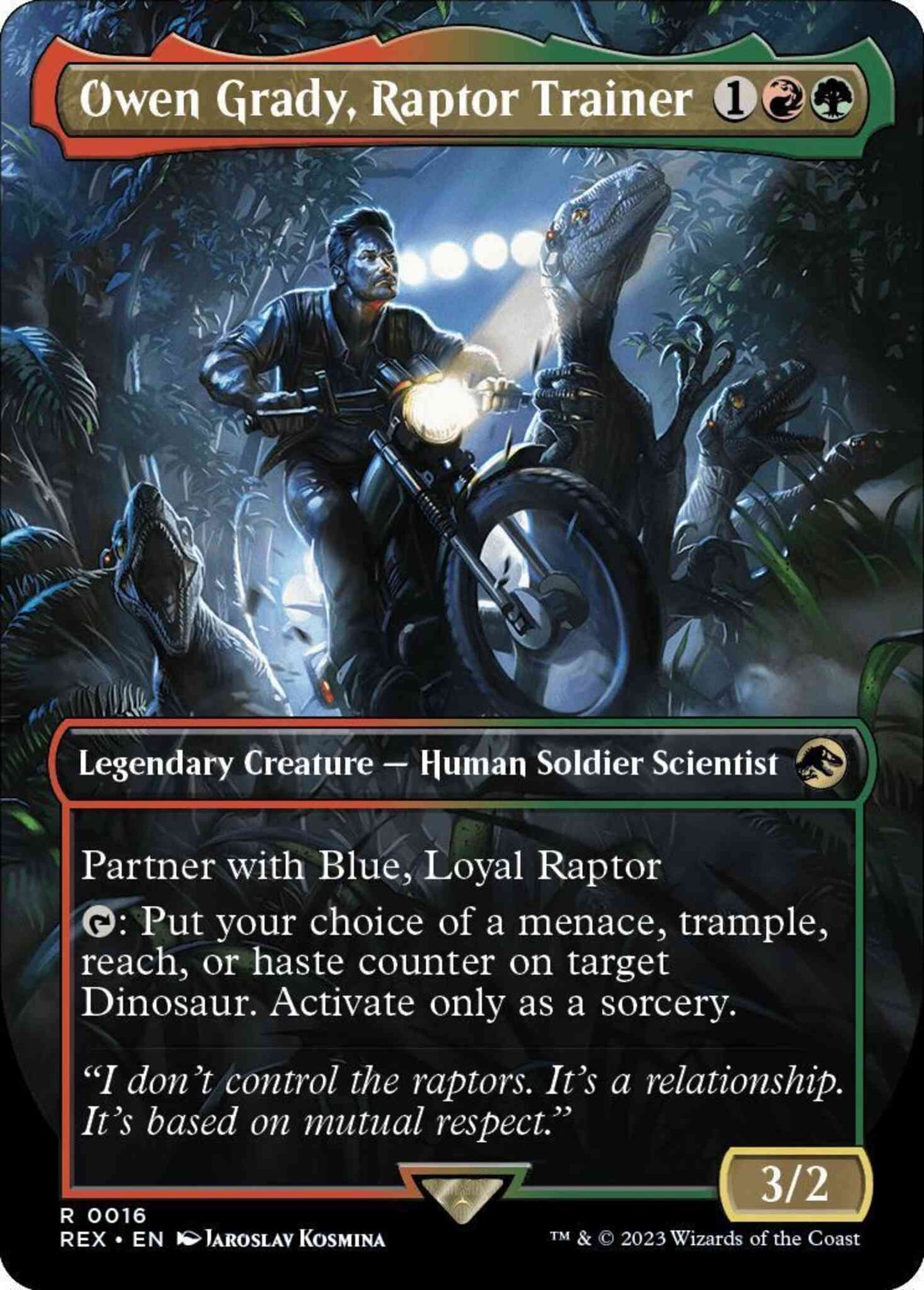 Owen Grady, Raptor Trainer [16] [Borderless] [Universes Beyond: Jurassic World Collection] [Non-Foil]
