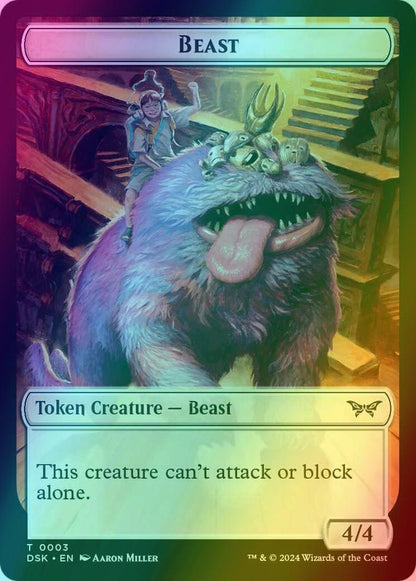 Beast Token (03) // Manifest Token (18) [Duskmourn: House of Horror: Tokens] [Foil]