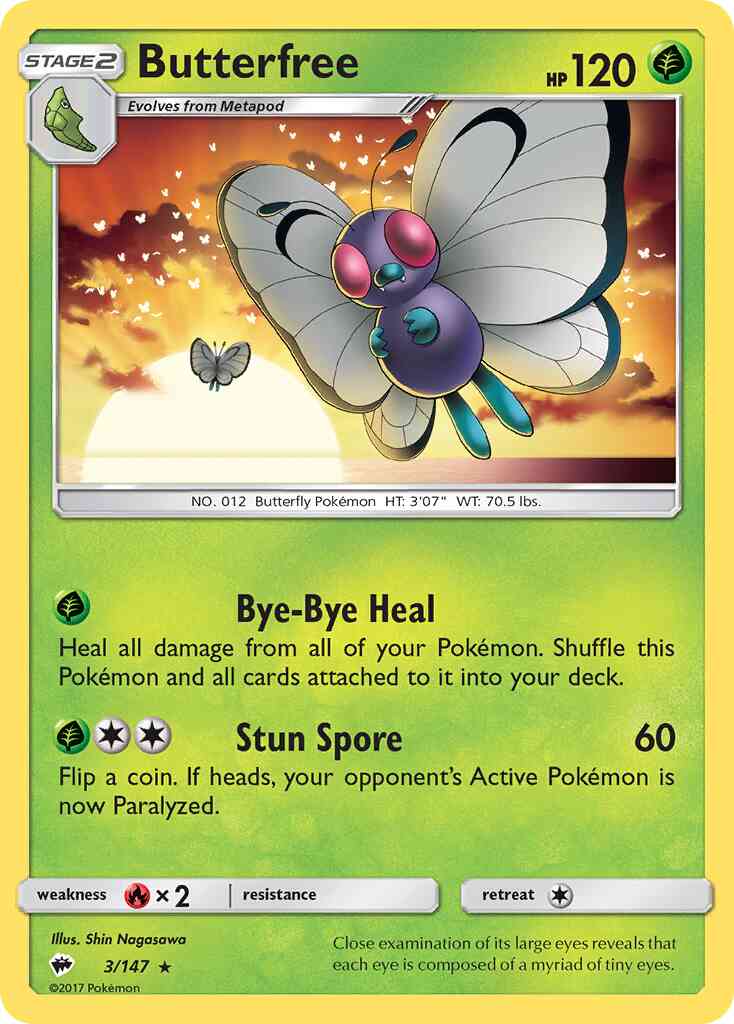 Butterfree - 3/147 - Rare [sm3-3] [Reverse Holo]