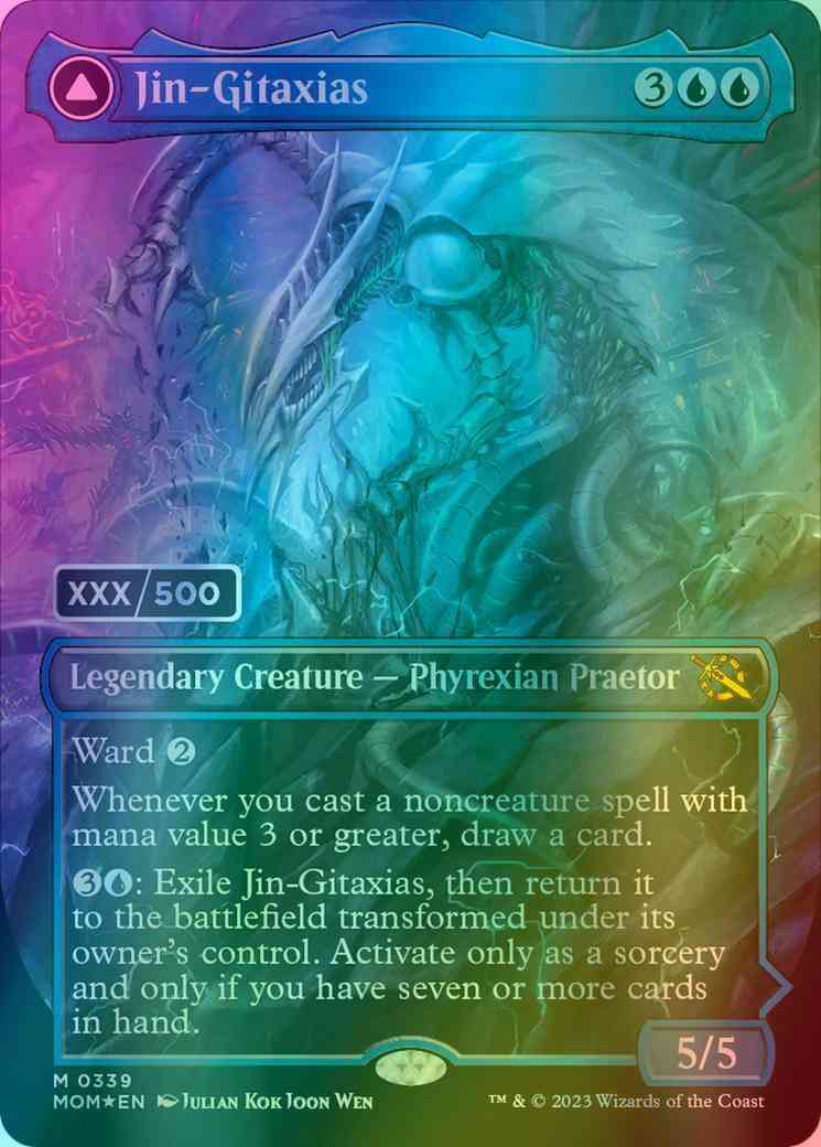 Jin-Gitaxias // The Great Synthesis - Serial Numbered [339] [Borderless] [March of the Machine] [Foil]