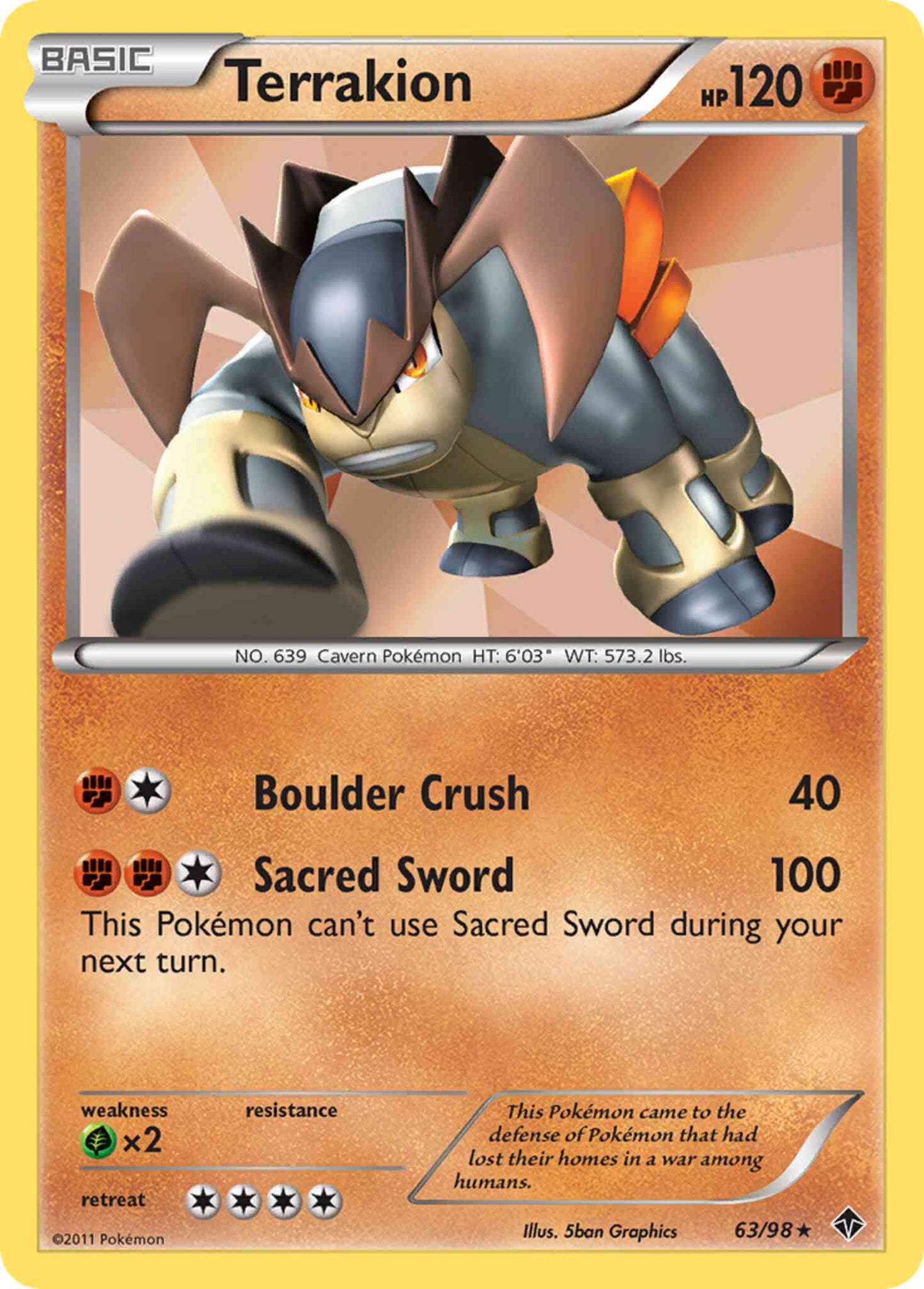 Terrakion - 63/98 - Rare Holo [bw2-63] [Reverse Holo]