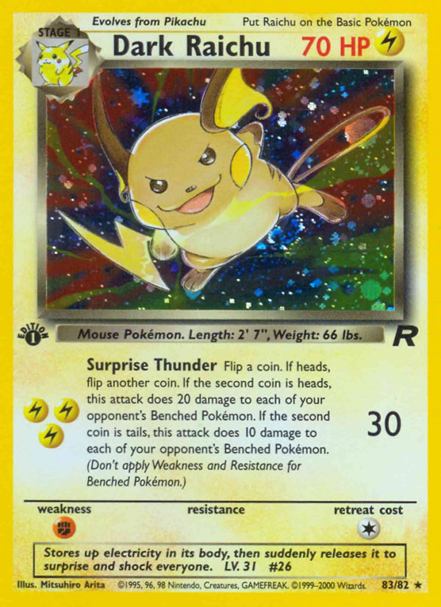 Dark Raichu - 83/82 - Rare - 1st Edition [base5-83] [Holo]