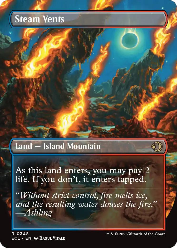 Steam Vents // Steam Vents [348] [Borderless] [Reversible Shock Lands] [Lorwyn Eclipsed] [Non-Foil]