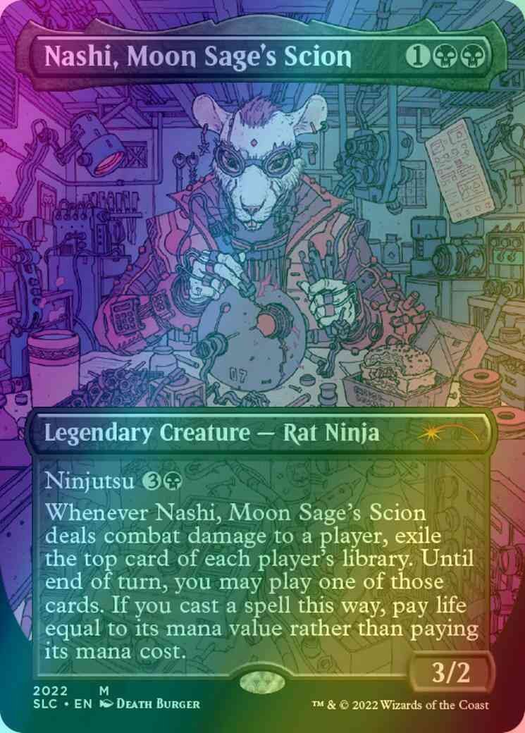 Nashi, Moon Sage's Scion [2022] [Borderless] [30th Anniversary] [Secret Lair Countdown] [Foil]
