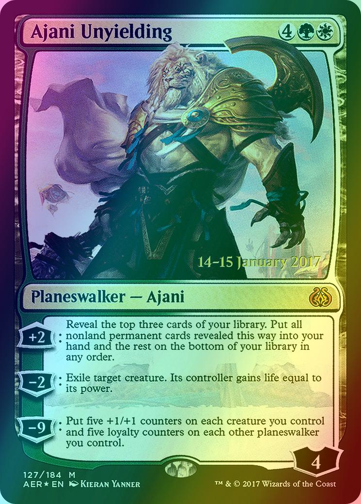 Ajani Unyielding [127s] [Aether Revolt Promos] [Foil]