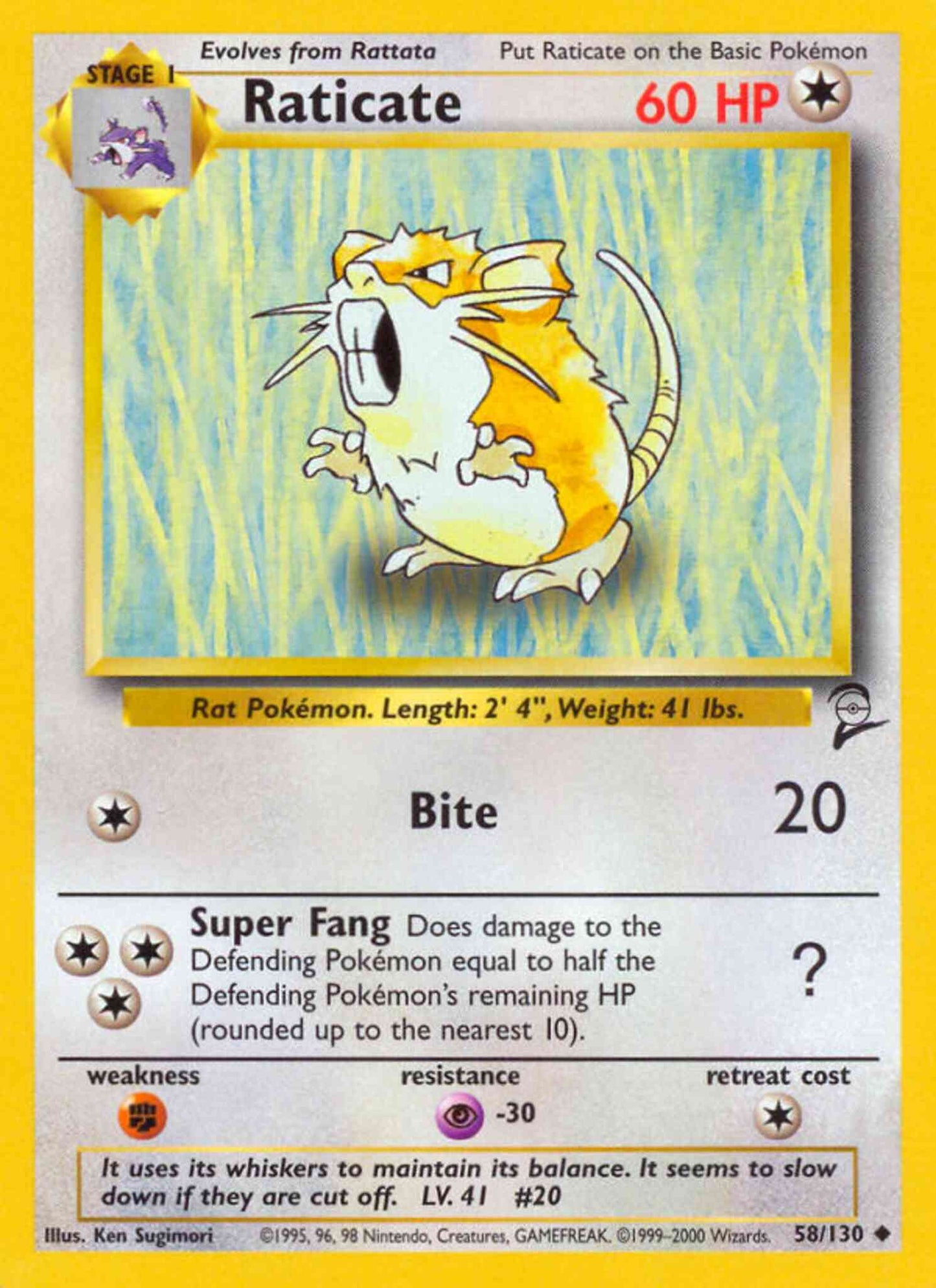 Raticate - 58/130 - Uncommon [base4-58] [Non-Holo]