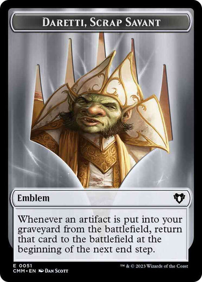 Daretti, Scrap Savant Emblem (51) // Thopter Token (47) [Commander Masters: Tokens] [Non-Foil]