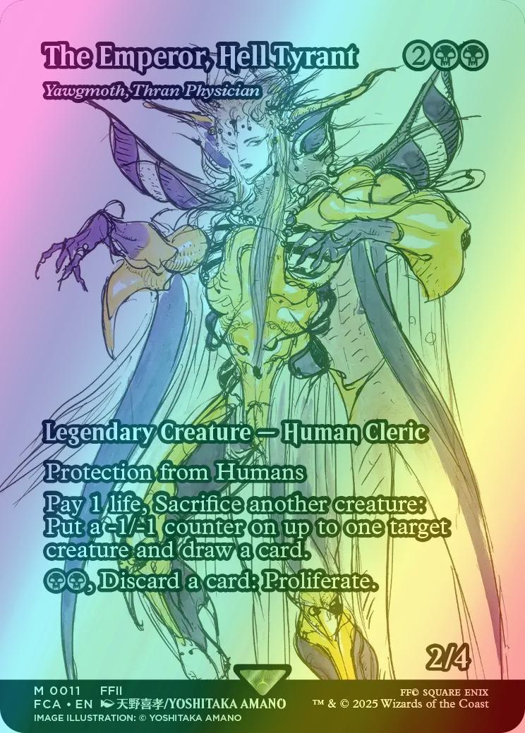 The Emperor, Hell Tyrant - Yawgmoth, Thran Physician [11] [Borderless] [FINAL FANTASY: Through the Ages] [Foil]