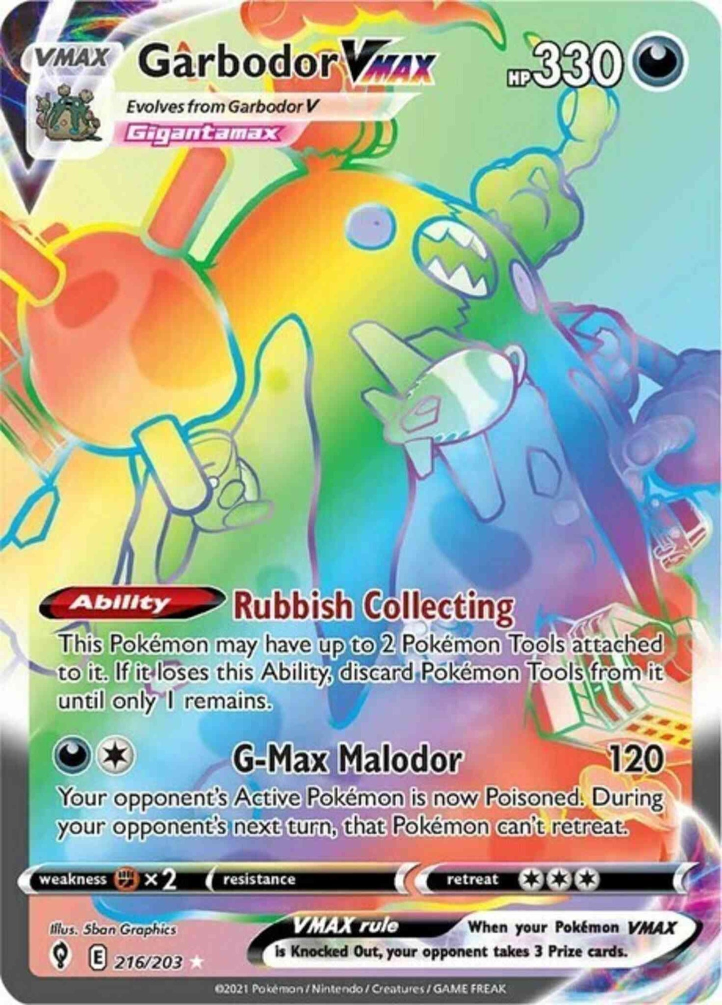 Garbodor VMAX - 216/203 - Rare Rainbow [swsh7-216] [Secret]