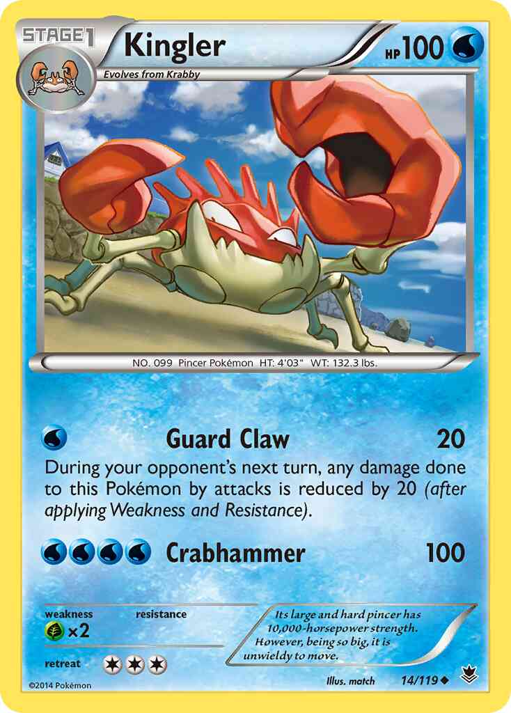 Kingler - 14/119 - Uncommon [xy4-14] [Non-Holo]