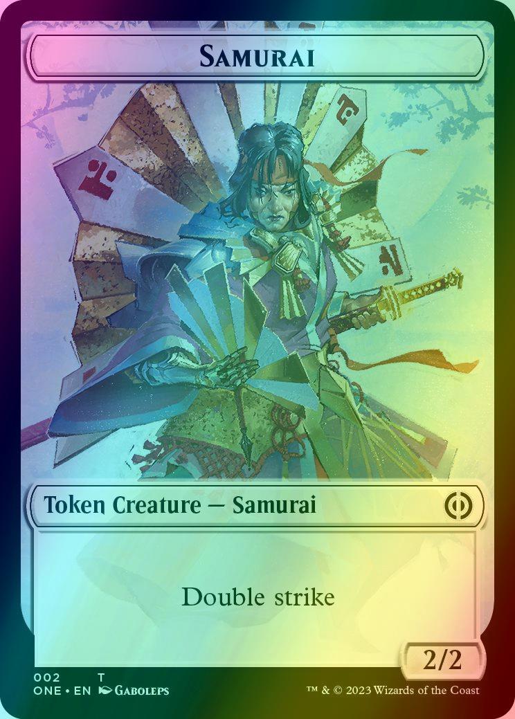 Phyrexian Mite Token (11) // Samurai Token (02) [Phyrexia: All Will Be One: Tokens] [Foil]
