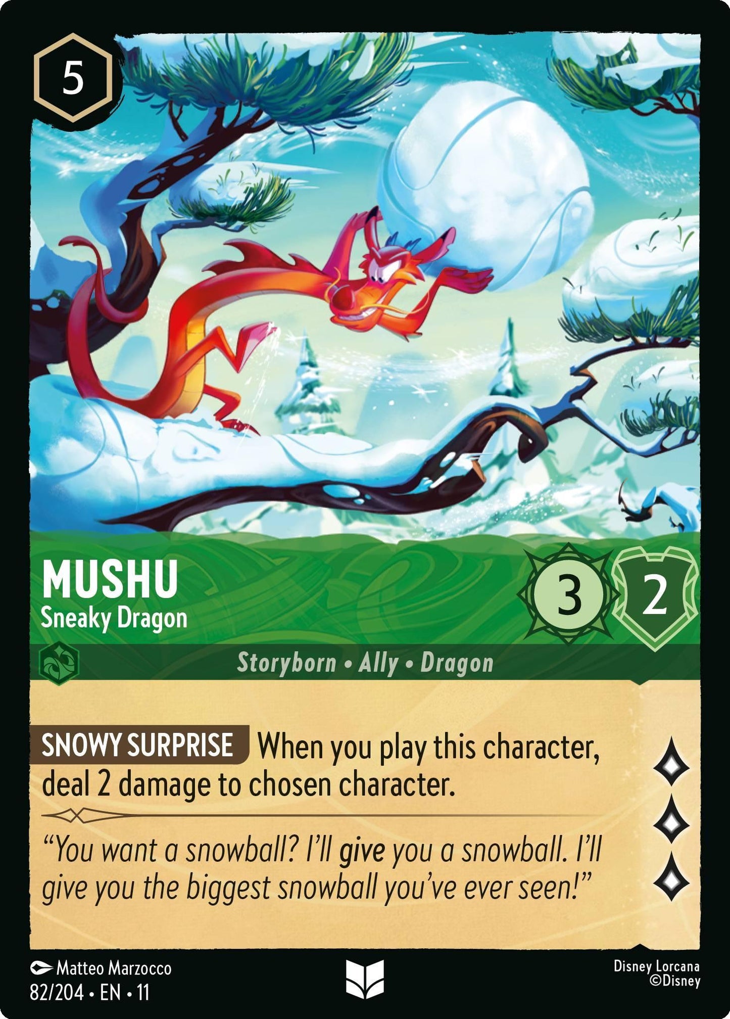 Mushu - Sneaky Dragon - 82/204 [Winterspell] [Non-Foil]