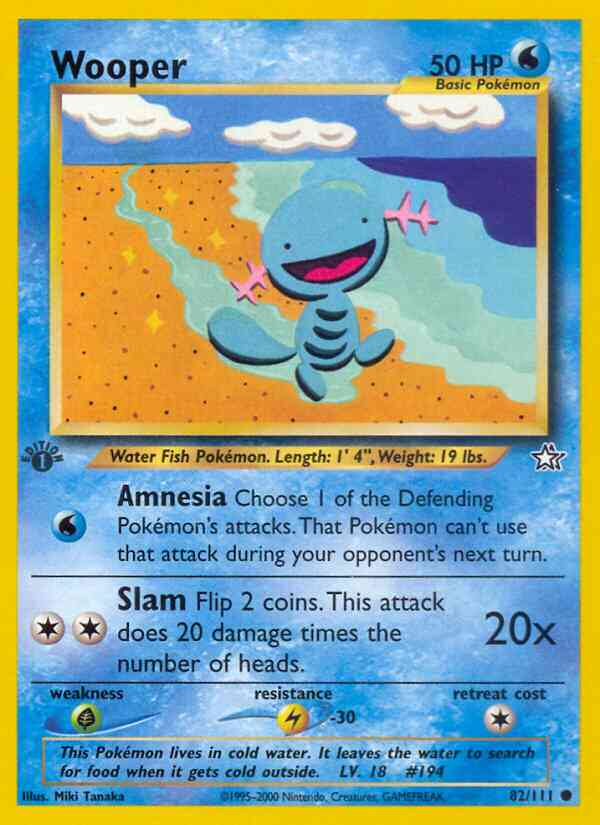 Wooper - 82/111 - Common - 1st Edition [neo1-82] [Non-Holo]