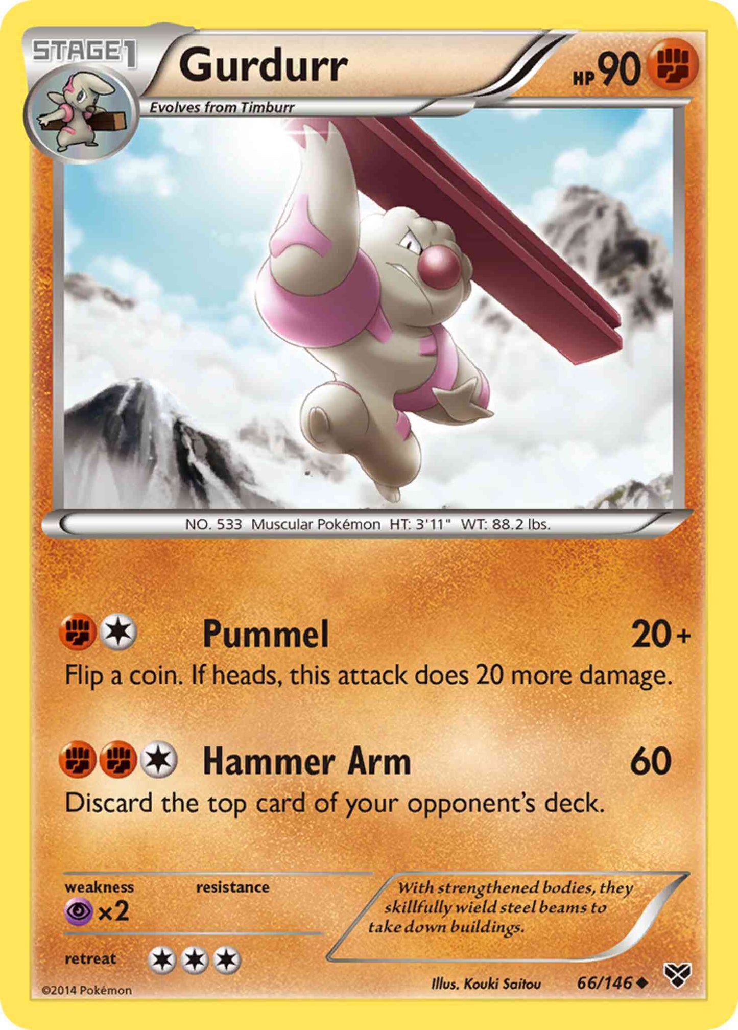 Gurdurr - 66/146 - Uncommon [xy1-66] [Reverse Holo]
