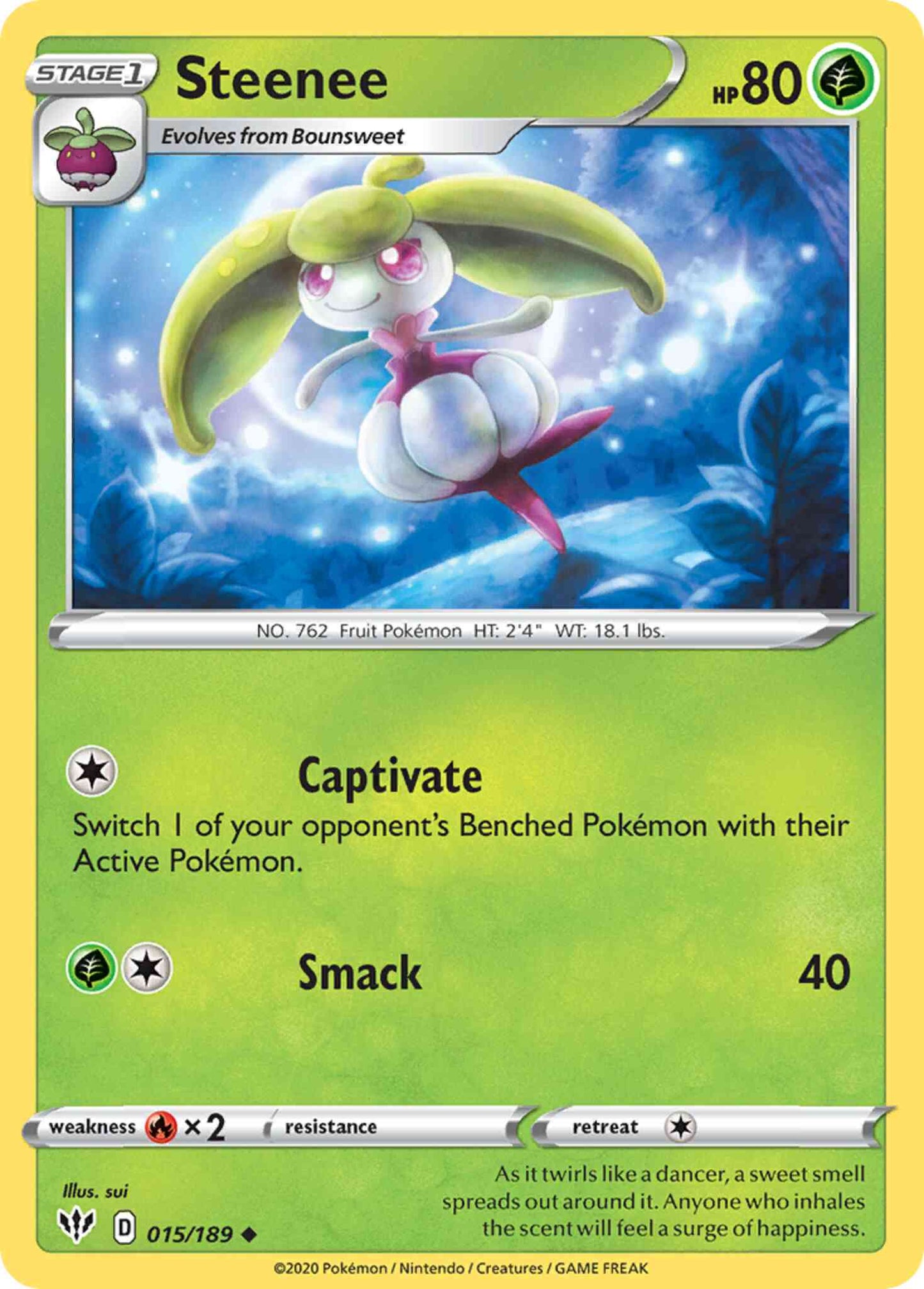 Steenee - 015/189 - Uncommon [swsh3-015] [Reverse Holo]