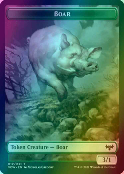 Boar Token (12) // Human Token (01) [Innistrad: Crimson Vow: Tokens] [Foil]