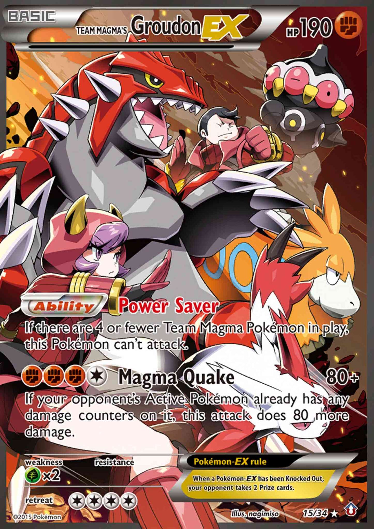Team Magma's Groudon-ex - 15/34 - Rare Holo EX [dc1-15] [Ultra]