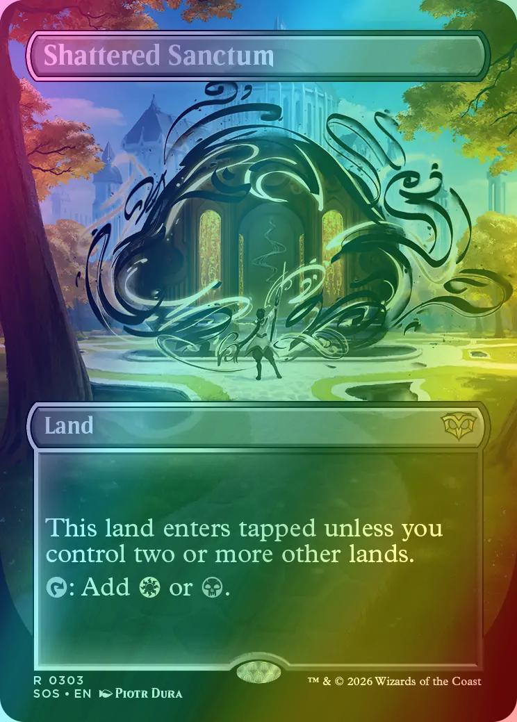 Shattered Sanctum [303] [Borderless] [Protal View Land] [Secrets of Strixhaven] [Foil]