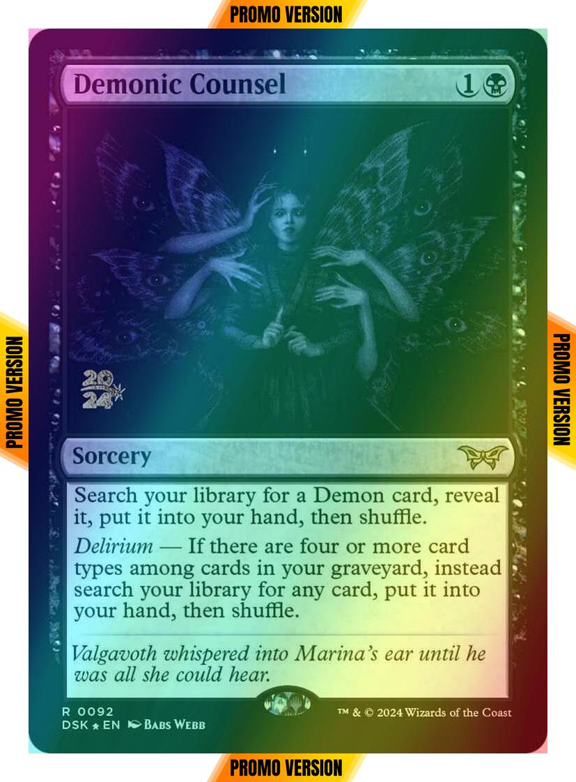 Demonic Counsel [92s] [Prerelease] [Duskmourn: House of Horror: Promos] [Foil]