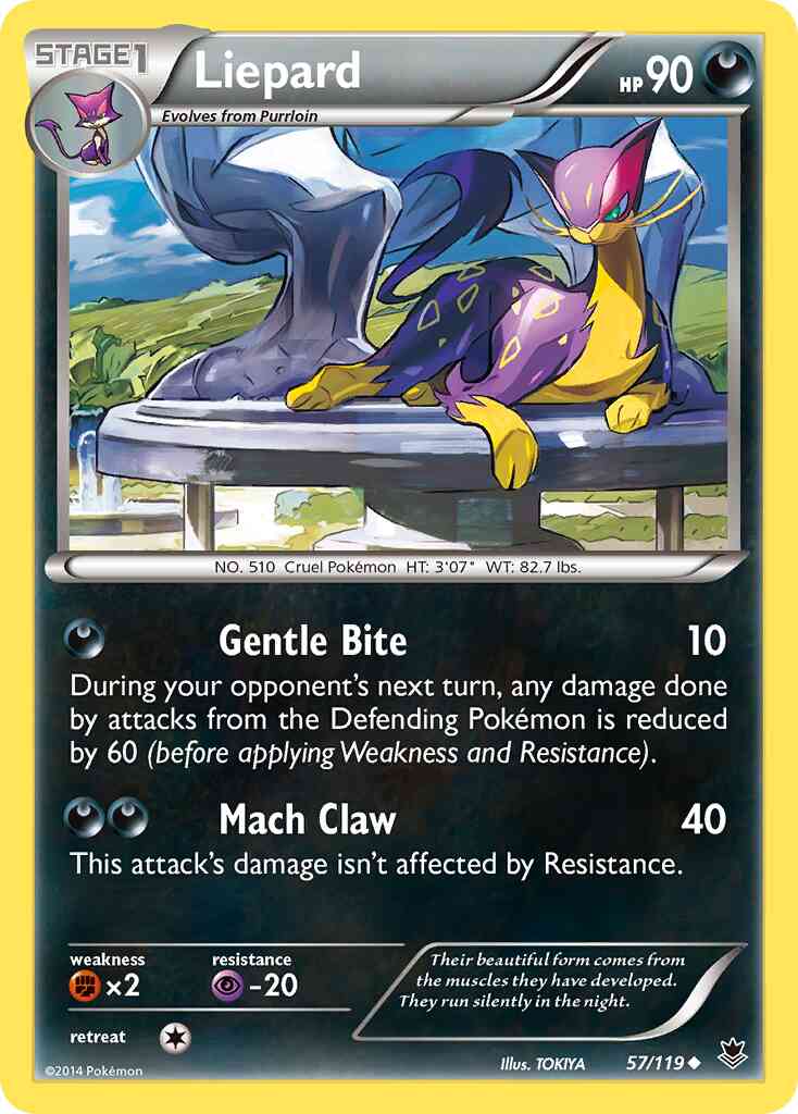 Liepard - 57/119 - Uncommon [xy4-57] [Reverse Holo]