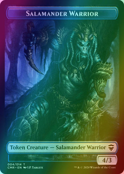 Angel Token (01) // Salamander Warrior Token (04) [Commander Legends Tokens] [Foil]