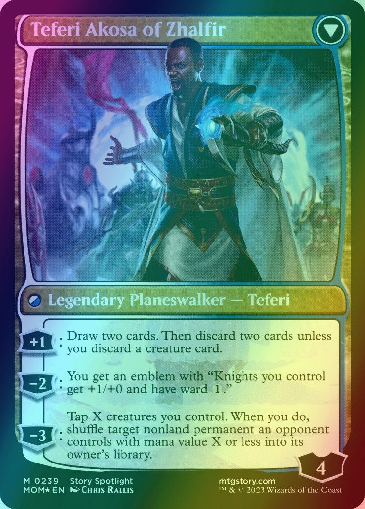 Invasion of New Phyrexia // Teferi Akosa of Zhalfir [239s] [Prerelease] [March of the Machine: Promos] [Foil]