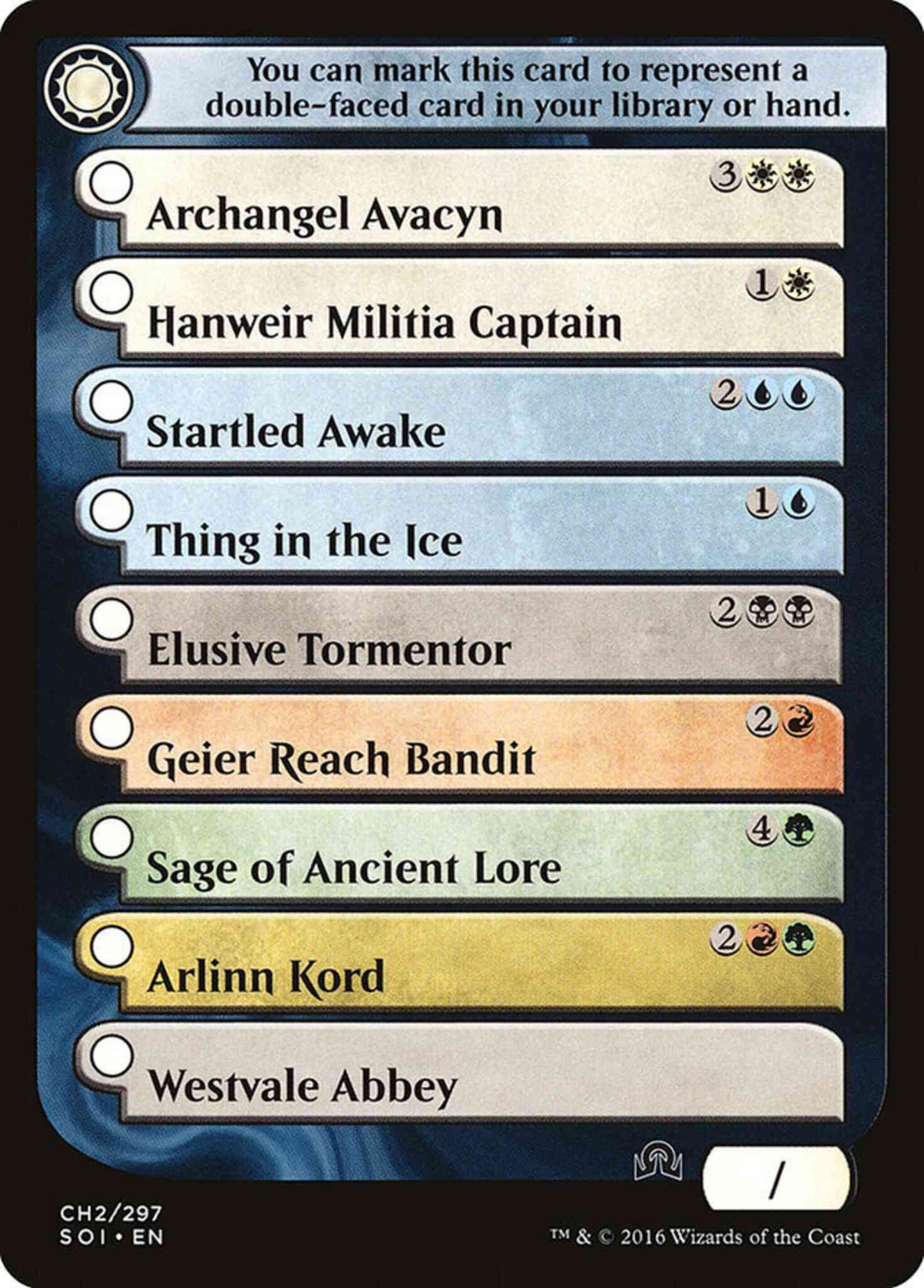 Shadows Over Innistrad Checklist 2 Token [CH2] [Shadows over Innistrad Tokens] [Non-Foil]