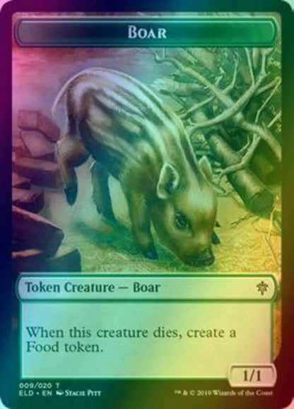 Boar Token (09) // Food Token (18) [Throne of Eldraine Tokens] [Foil]