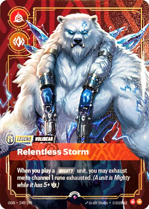 Relentless Storm (Volibear) (Metal) (Prize Wall) - 249/298 [Riftbound Organized Play Promotional Cards] [Non-Foil]