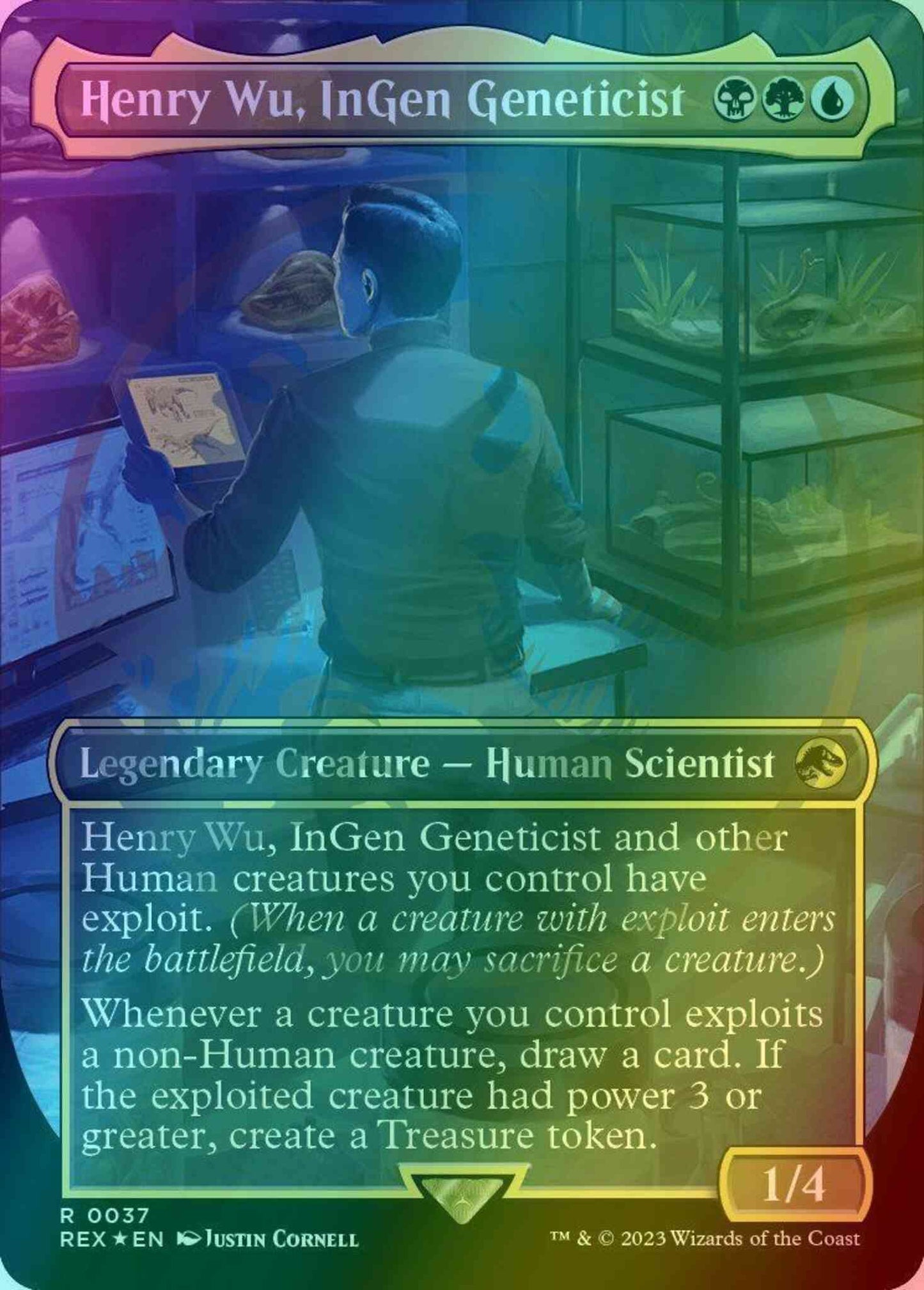 Henry Wu, InGen Geneticist [37] [Borderless] [Emblem] [Universes Beyond: Jurassic World Collection] [Foil]