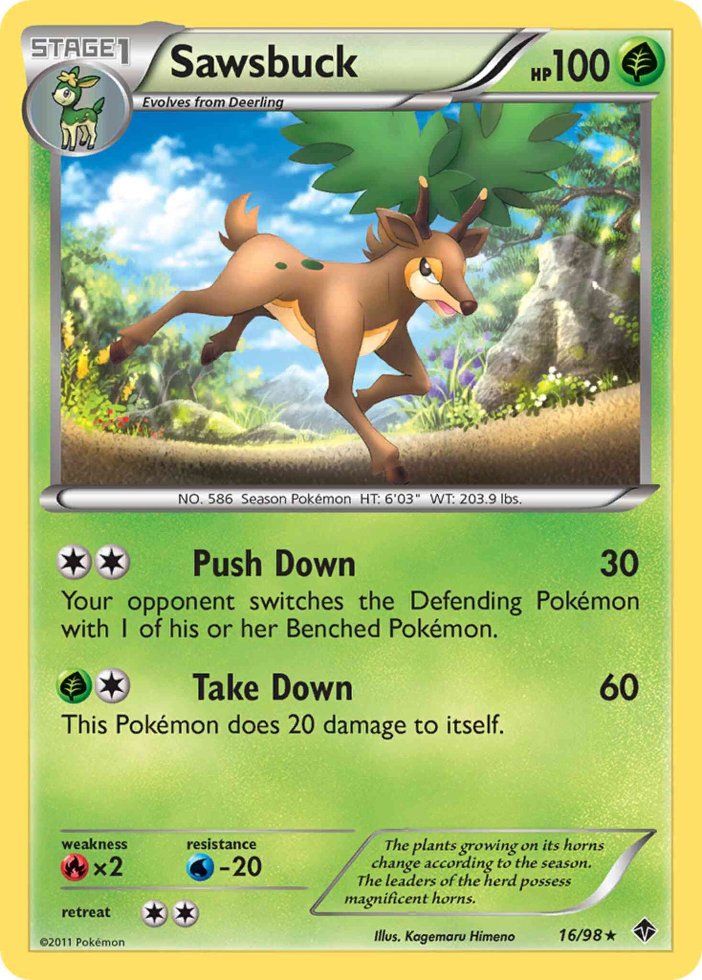 Sawsbuck - 16/98 - Rare [bw2-16] [Reverse Holo]