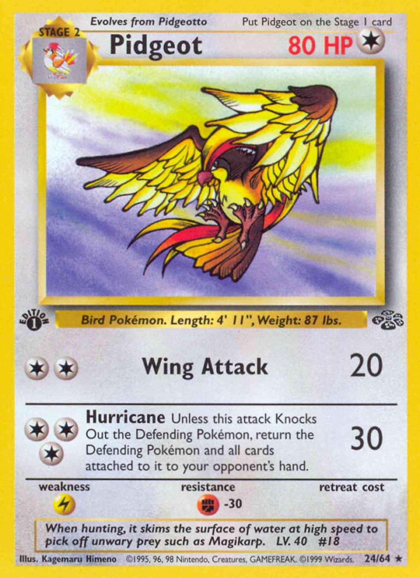 Pidgeot - 24/64 - Rare - 1st Edition [base2-24] [Non-Holo]