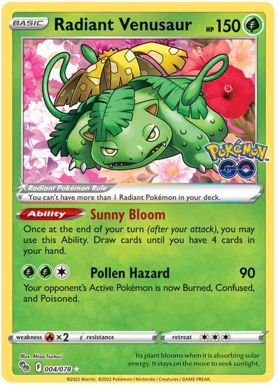 Radiant Venusaur - 004/078 - Radiant Rare [pgo-004] [Holo]