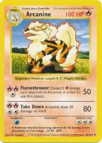 Arcanine - 23/102 - Uncommon - Shadowless [base1S-23] [Non-Holo]