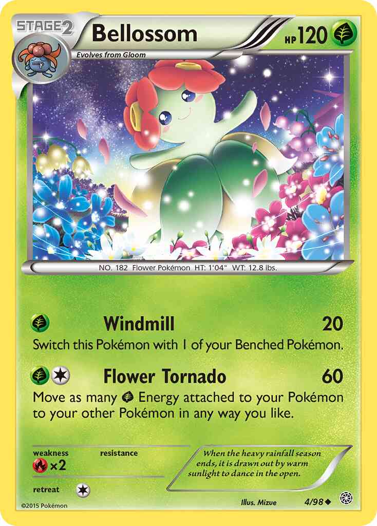 Bellossom - 4/98 - Uncommon [xy7-4] [Reverse Holo]