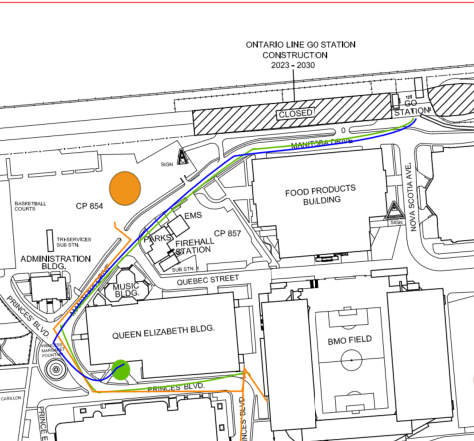 Shuttle route map showing transit and parking locations