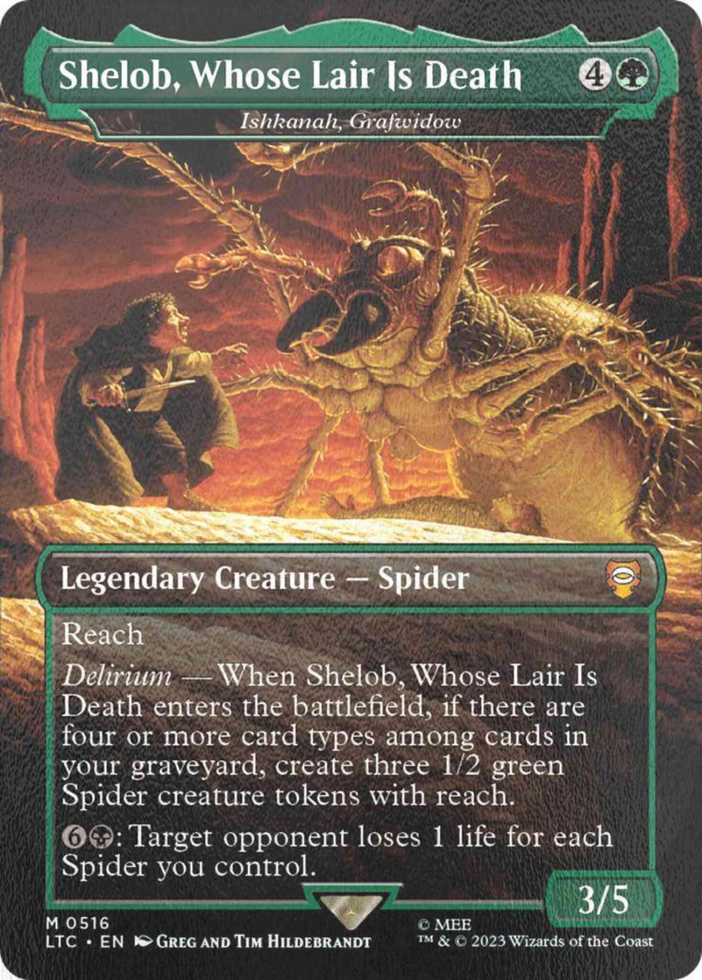 Shelob, Whose Lair Is Death - Ishkanah, Grafwidow [516] [Borderless] [The Lord of the Rings: Tales of Middle-earth: Commander] [Silver Foil]