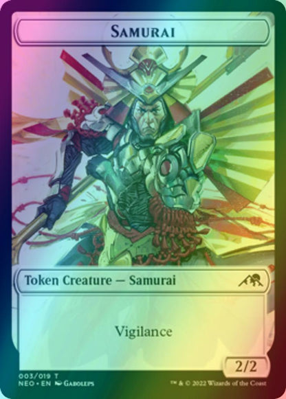 Construct Token (15) // Samurai Token (03) [Kamigawa: Neon Dynasty: Tokens] [Foil]