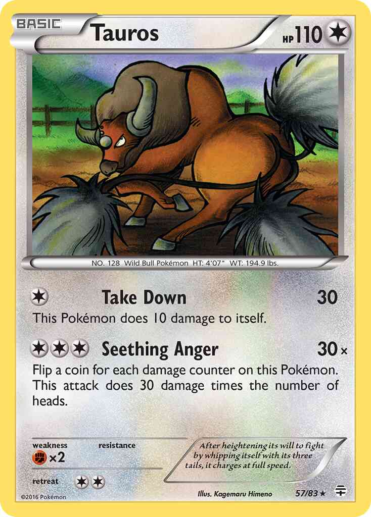 Tauros - 57/83 - Rare [g1-57] [Reverse Holo]