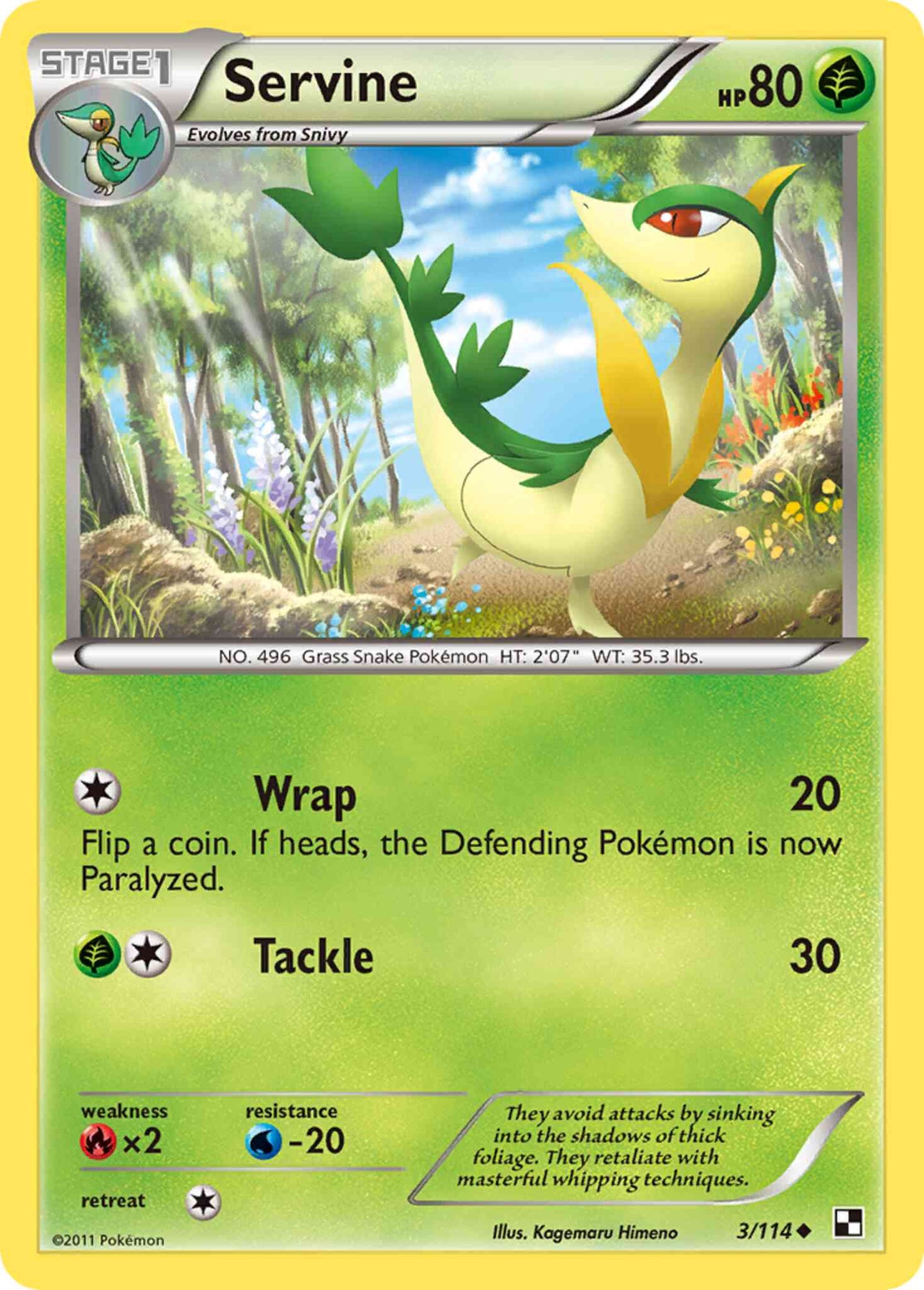 Servine - 3/114 - Uncommon [bw1-3] [Reverse Holo]