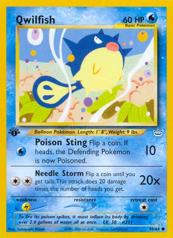 Qwilfish - 49/64 - Common - 1st Edition [neo3-49] [Non-Holo]