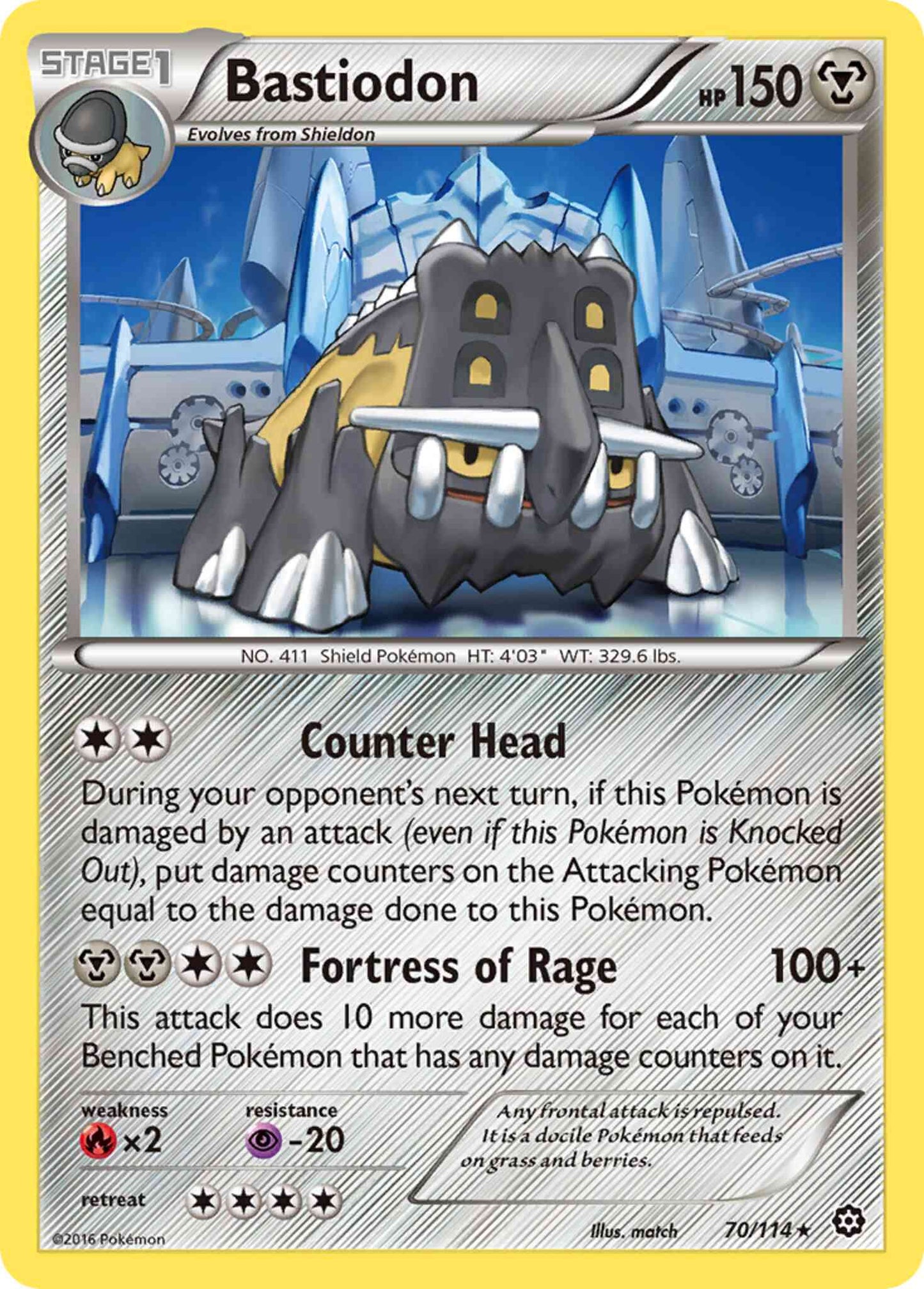 Bastiodon - 70/114 - Rare [xy11-70] [Reverse Holo]