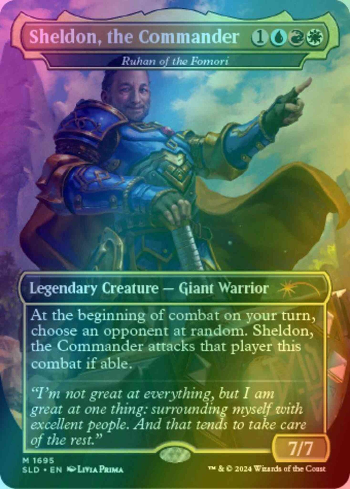 Sheldon, the Commander - Ruhan of the Fomori [1695] [Borderless] [Sheldon's Spellbook] [Secret Lair Drop] [Foil]