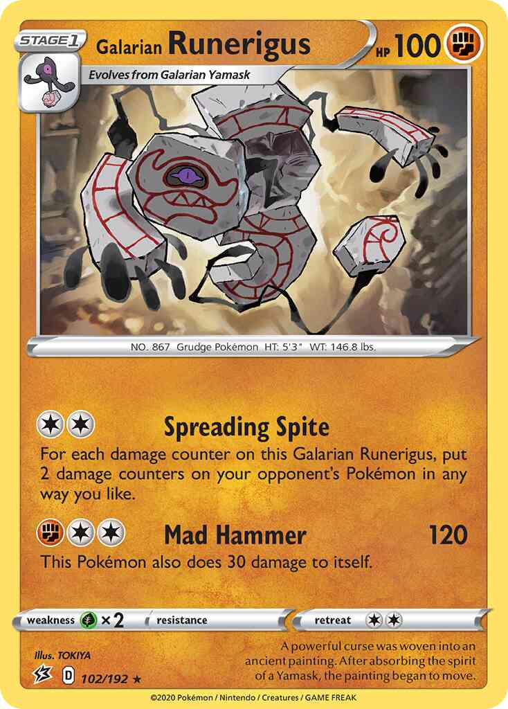 Galarian Runerigus - 102/192 - Rare [swsh2-102] [Reverse Holo]